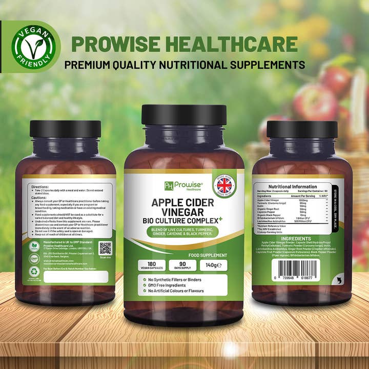 Prowise Healthcare – Engroshandel Kosttilskud og vitaminer – Æblecidereddike komplekse kapsler 1300 mg 180 kapsler | V