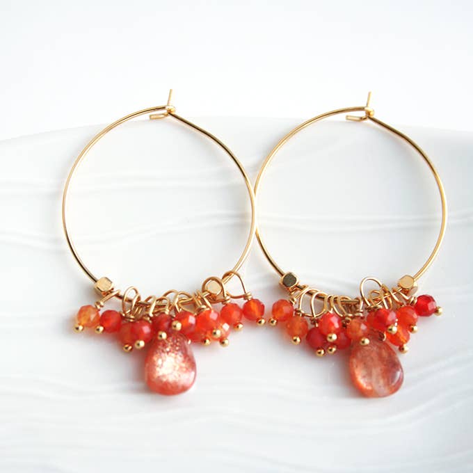 Laura Stark Designs - Wholesale Hoop Earrings - Sunstone Hoop Earrings | Orange Jewelry0