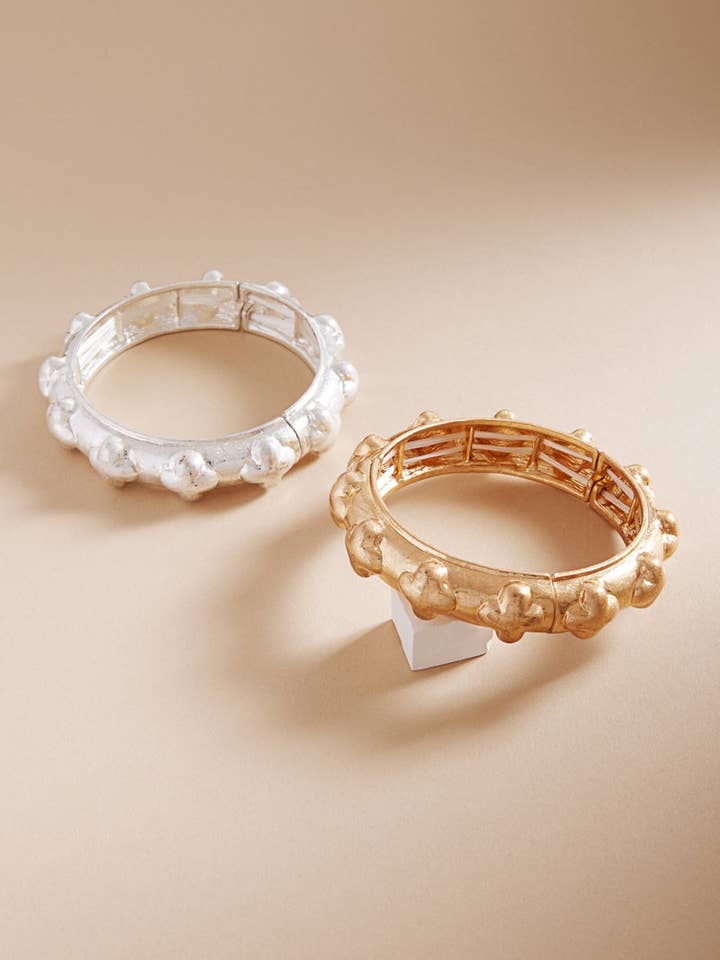 Clover Shaped Embossed Stretch Bracelet for wholesale by Designature New York