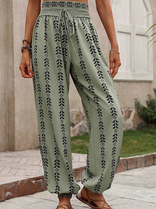 Comely Fashion - Wholesale Pants - Women's - Loose High Waist Printed Knickerbockers Pants13