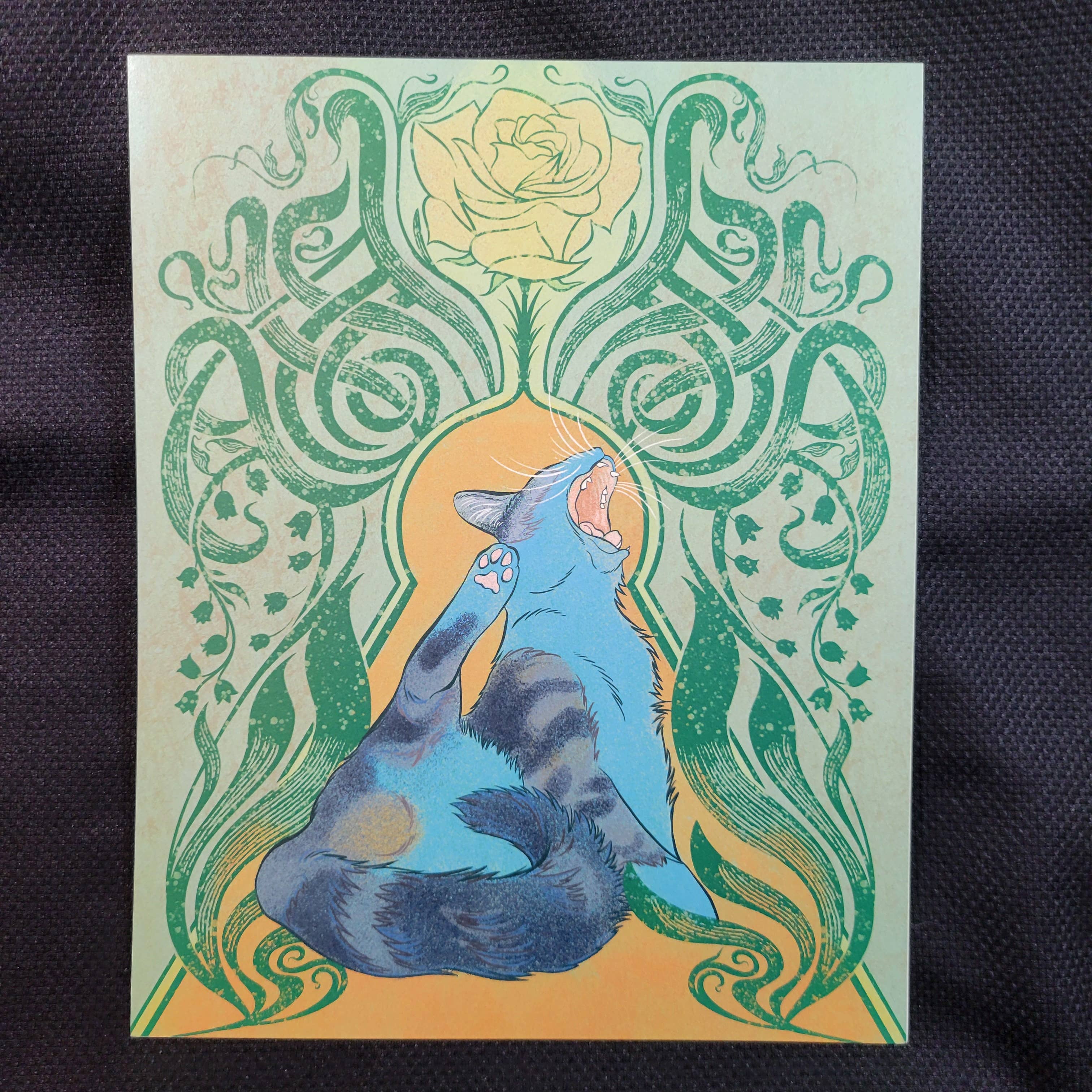 Cat Champion - Wholesale Art Print - 8x10 Print: Yawn Gardening1