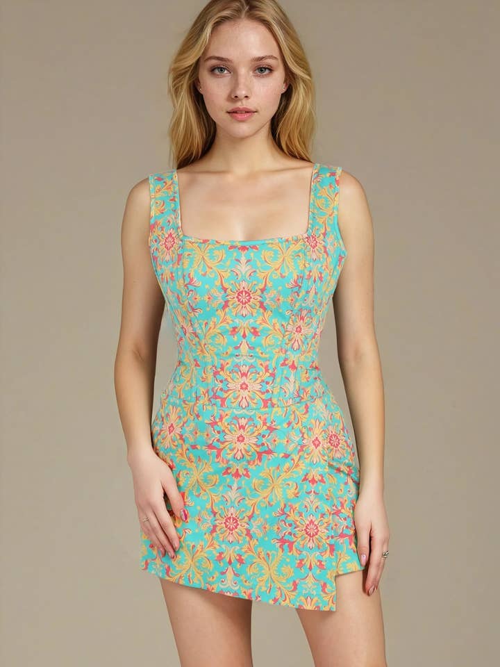 Adora Floral Cotton Corset Skort Dress for wholesale by LUXE NOIR