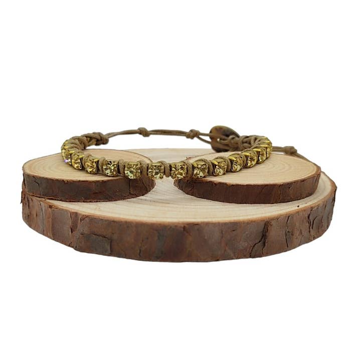 Bracelets à chaîne en cristal de taille moyenne - Jonquil pour la vente par QUÉ MÁS JEWELS