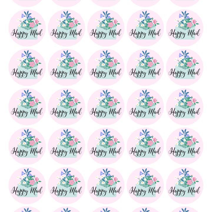 Autocollants floraux Happy Mail - Happy Post pour la vente par Small Biz Supplies