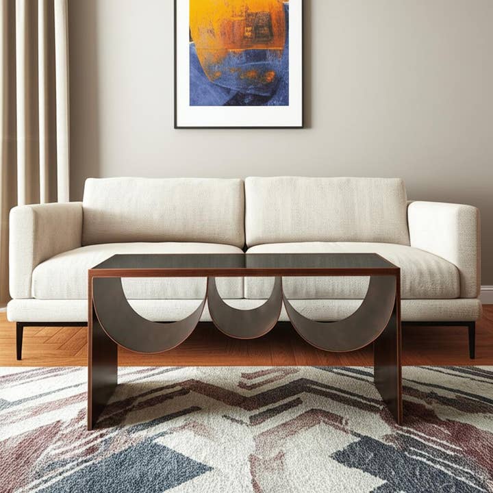 HomeRoots – Großhandel Couchtische – 32" Couchtisch aus schwarzem und kupferfarbenem Spiegelglas und Stahl