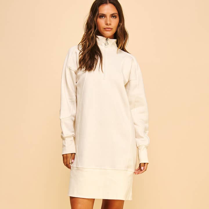 FREEZIA - Vente Robe – femme - SWEAT-SHIRT ZIPPÉ EN TISSU ÉPONGE FRANÇAIS, ROBES DÉCONTRACTÉES-FZ0010-D123