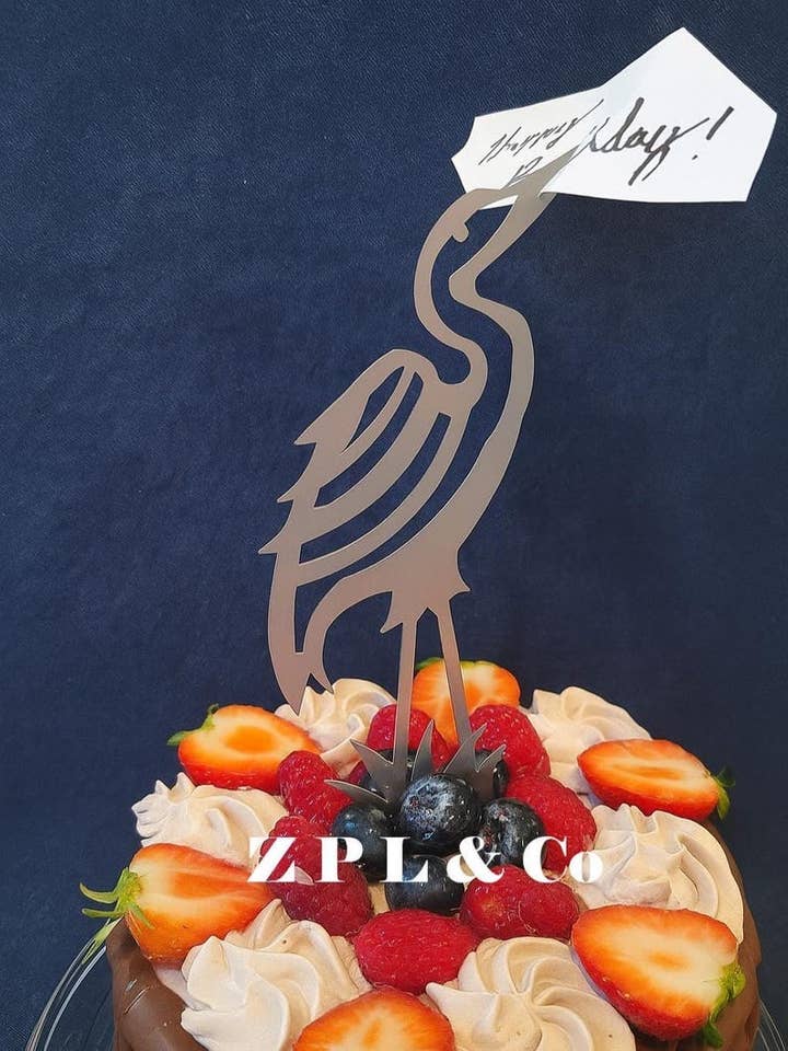 Stainless Steel Egret Cake Topper: Coastal Home Decor, Made in USA for wholesale by Z P L & Co