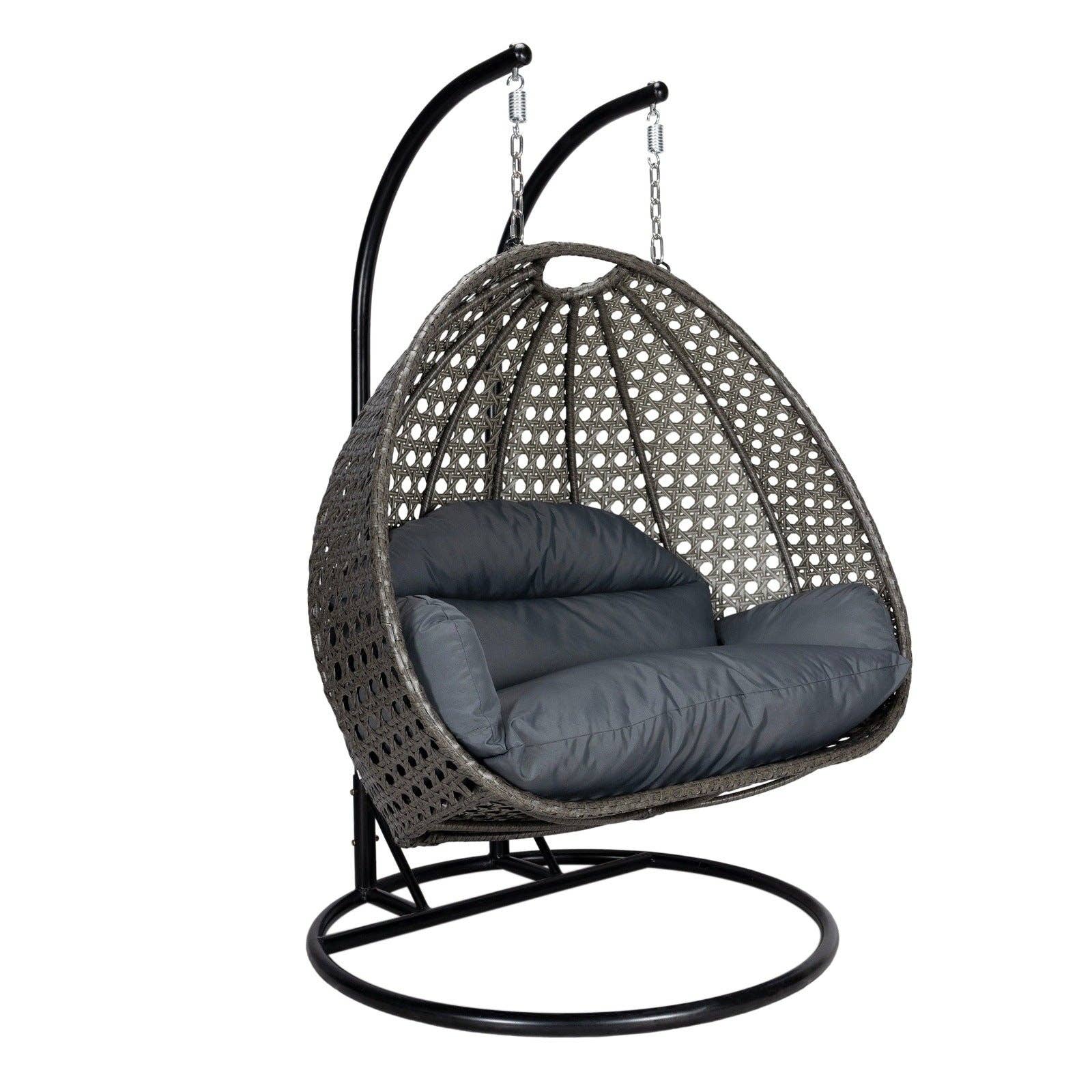 LeisureMod - Wholesale Egg Chair - Modern Charcoal Wicker Hanging Double Seater Egg Swing Chair57