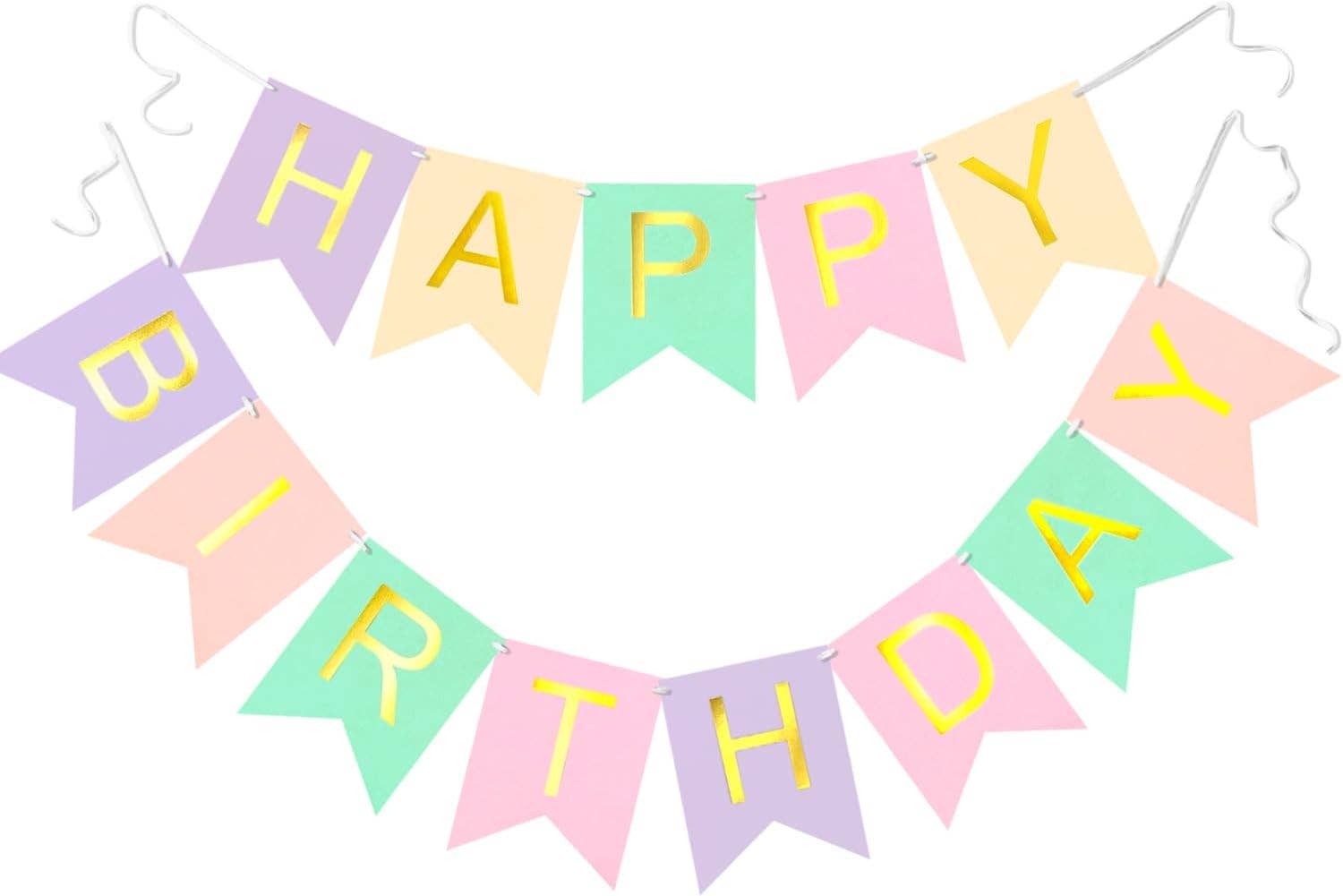 Toyventures – wholesale Party sign/banner – Happy Birthday Banner Birthday decorations Pastel Birthday0