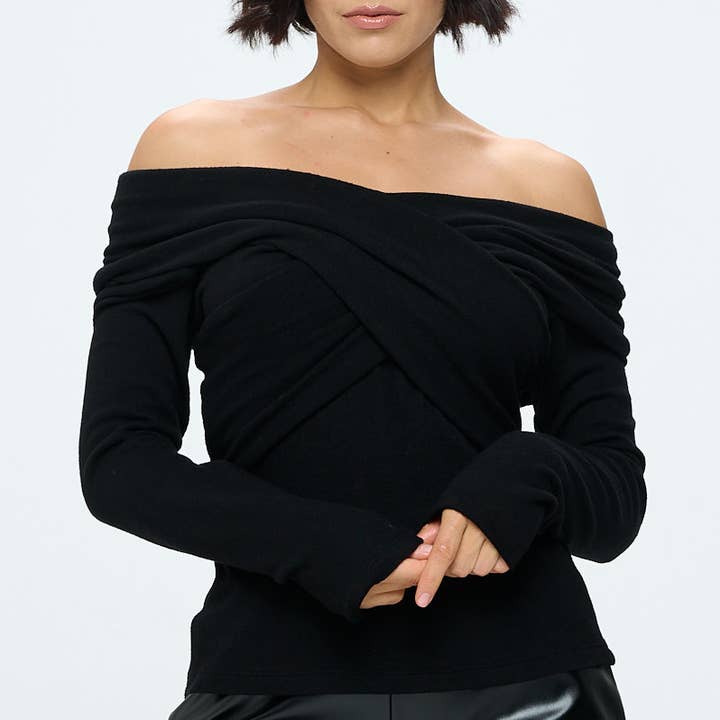 Made in USA Cashmere Feel Brushed Knit Wrap Off Shoulder Top and other Purchase Wholesale cashmere fabric. Free Returns & Net 60 Terms on Faire trending on Faire.