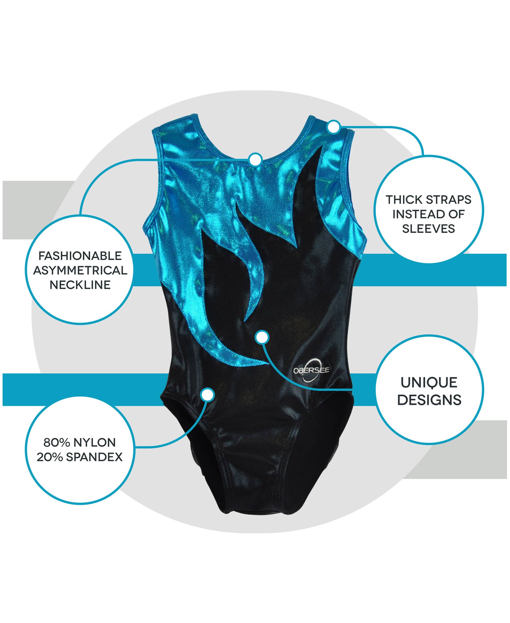 Obersee - Wholesale Lingerie Bodysuit - Women's - Girl's Gymnastics Leotard - Cross Back Black3