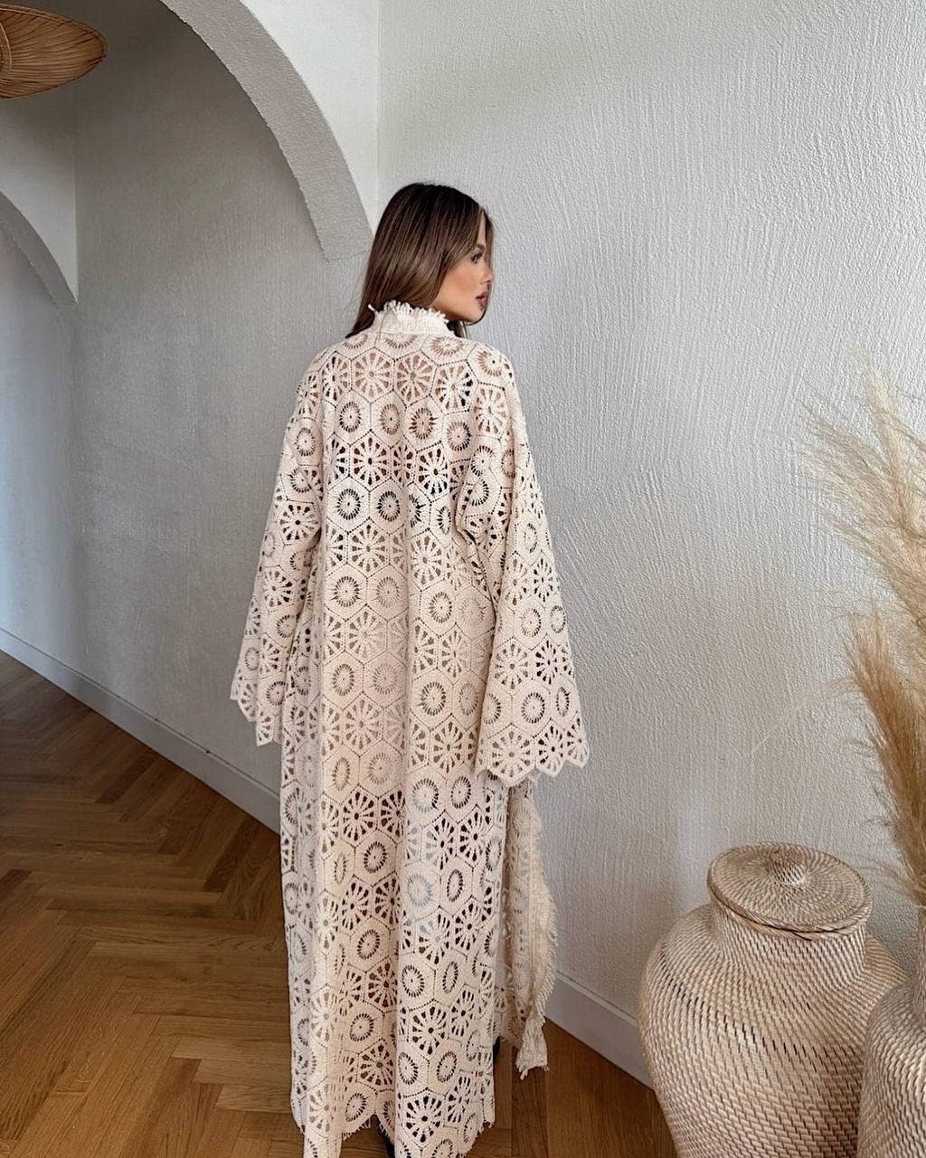 DesignofBoho – wholesale Kimono – Women's – Boho Crochet Duster Cardigan – Long Open Front Cover Up1