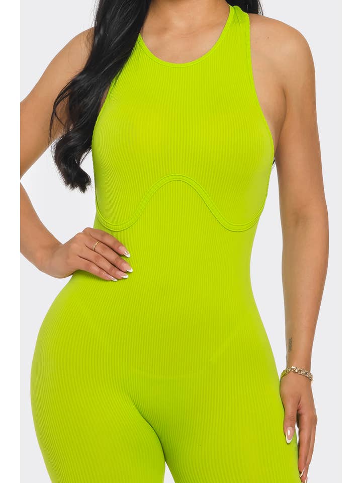 Lime All the Time - Vendita all'ingrosso Tutina - Donna - Tutina Bodycon Yoga Racerback con cerniera5