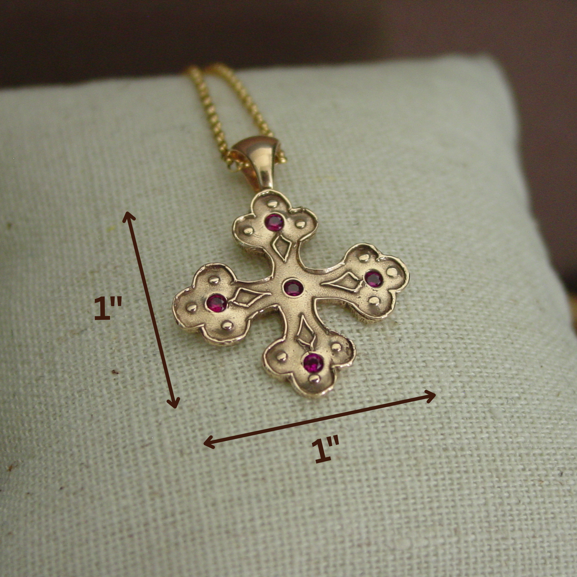 Vis a Vis Jewelry - Wholesale Pendant/Charm Necklace - Byzantine Cross Necklace With Garnet7
