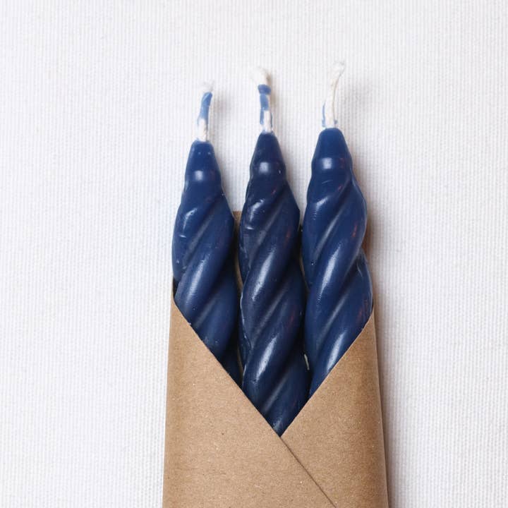 Cave Glow Studio - Wholesale Tapered Candle/Candlestick - Indigo Beeswax Taper Candles Set of 3