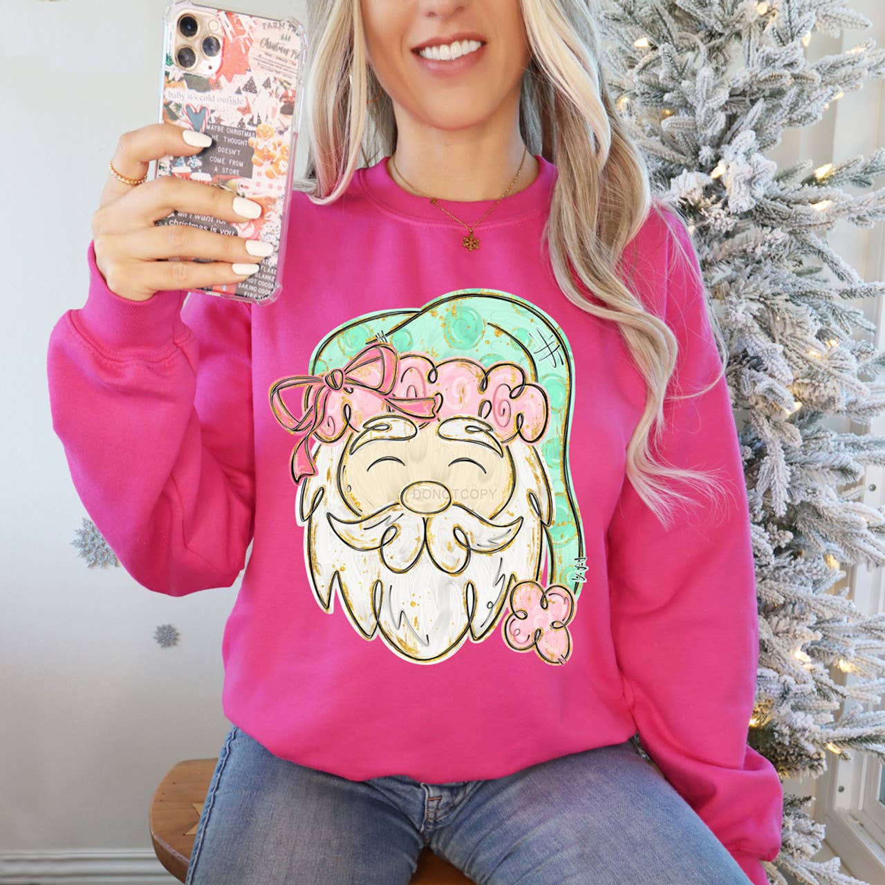 Trendy Tee Co. - Wholesale T-Shirt (Graphic) - Unisex - Preppy Painted Pink/Green Hat Sweatshirt0