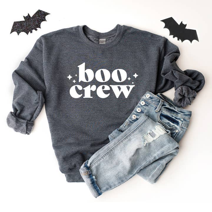 Olive And Ivory Wholesale - Wholesale Graphic Sweatshirt - Women's - Boo Crew Stars | Sweatshirt | Halloween1