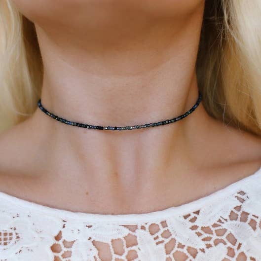 Midnight Seed Beaded Choker Necklace for wholesale by bohemians closet