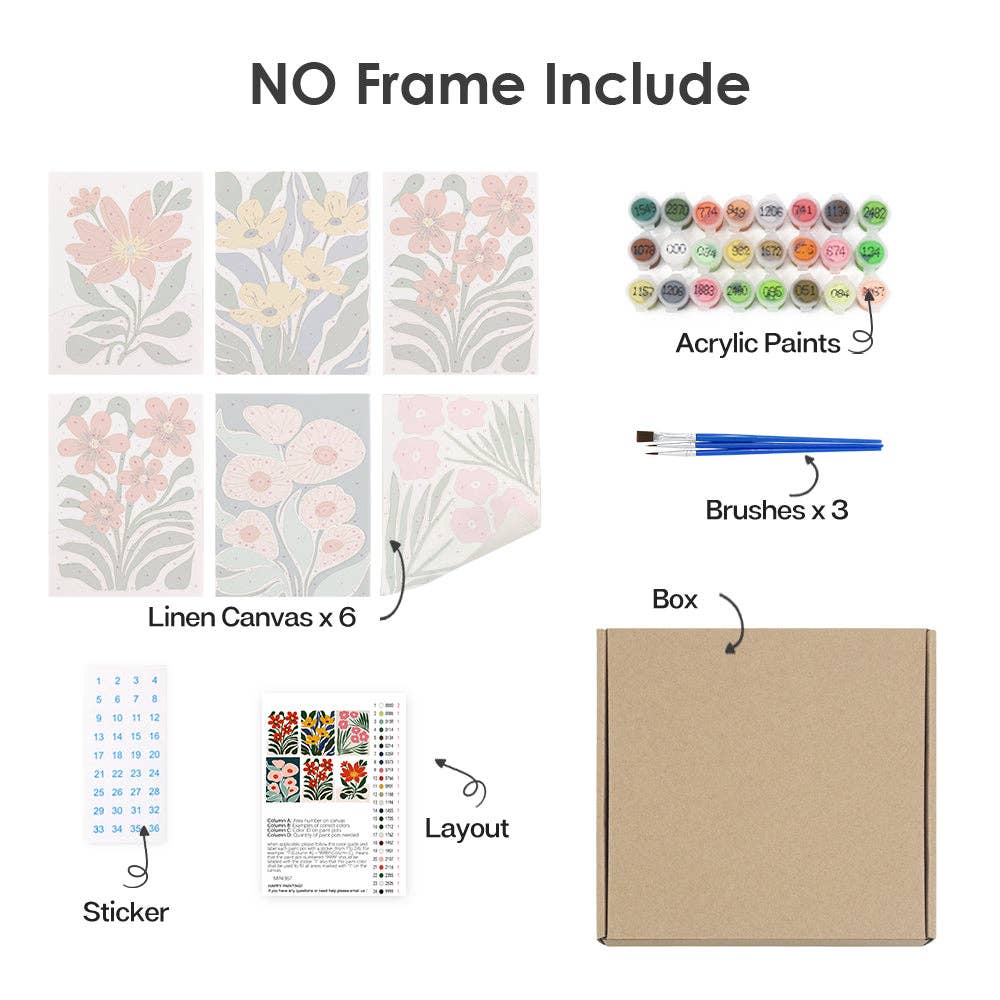 Paint Your Numbers – Großhandel Bastelset – Botanical Brights 6er-Pack Mini-Mal-nach-Zahlen-Set17