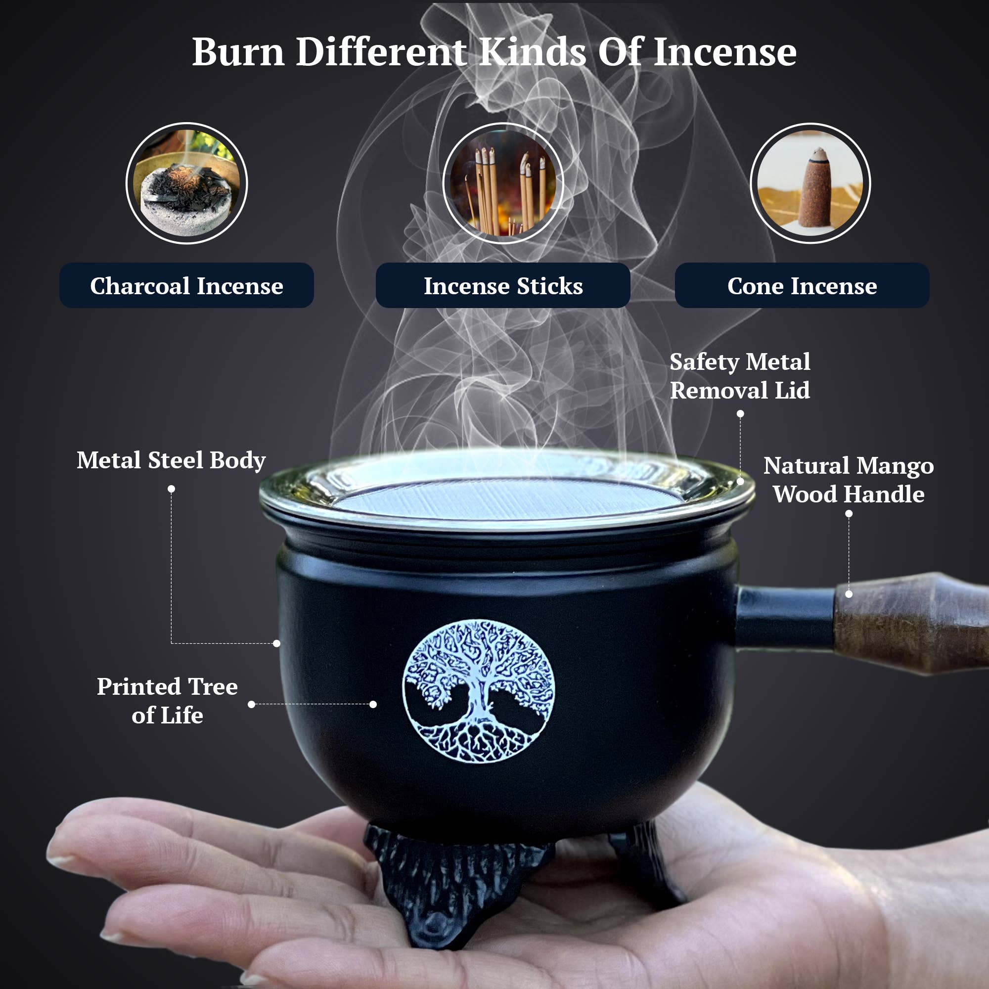 Lungta Imports - Wholesale Incense Holder - Large Metal Charcoal Screen Incense Burner (Tree of Life)10