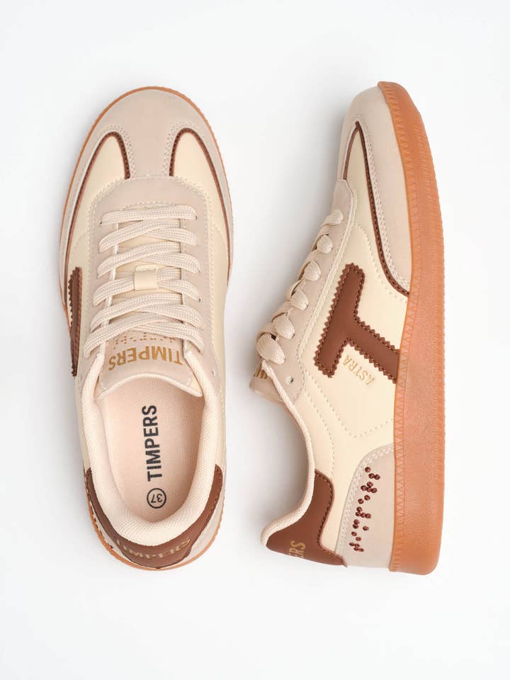 Beige Vegan Sneakers Design by People with Disabilities for wholesale by Timpers