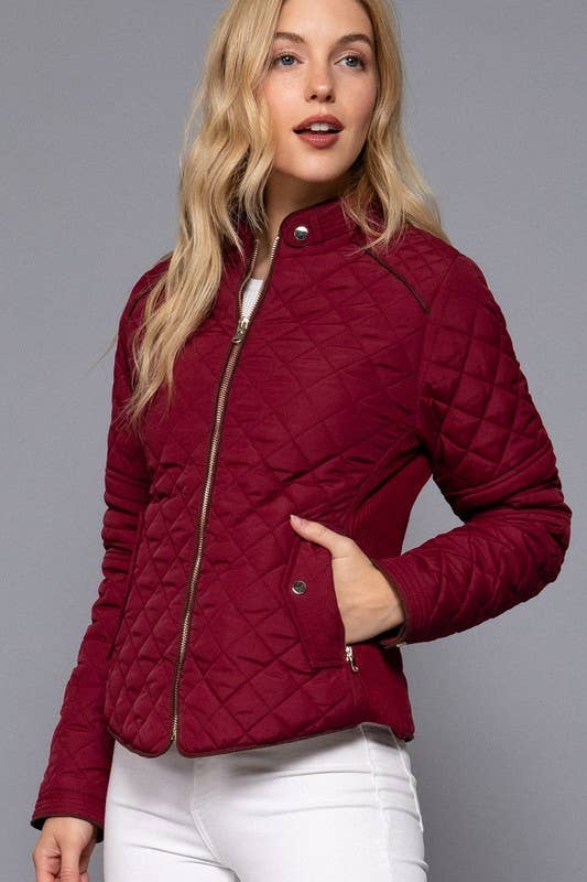 Vanilla Monkey - Wholesale Jacket - Women's - Suede Piping Detail Side Rib Quilted Padding Jacket1