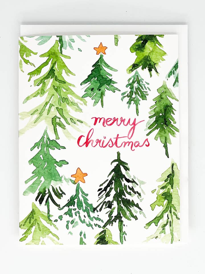 Taccuino ad acquerello «Alberi e stelle» per la vendita all'ingrosso da parte di Melissa Hyatt