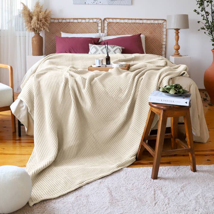 Vivamaison - Wholesale Bedding Blanket - Premium Turkish Waffle Cotton Bedspread, Luxury Honeycomb24