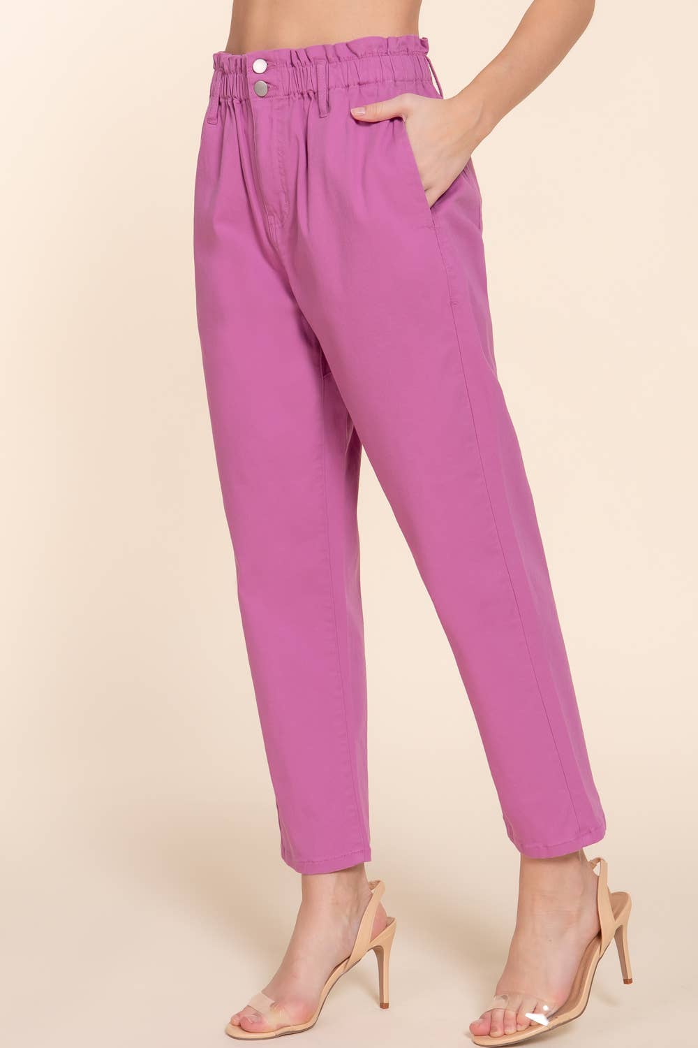 Active Basic | Active USA – Calças - Mulher por atacado – Calças de sarja de algodão elástico em saco de papel1