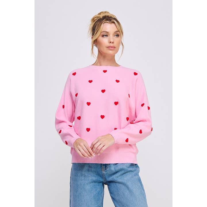 Dolman-trøje med kontrasterende 3D-hjerter for engroshandel hos Allie Rose