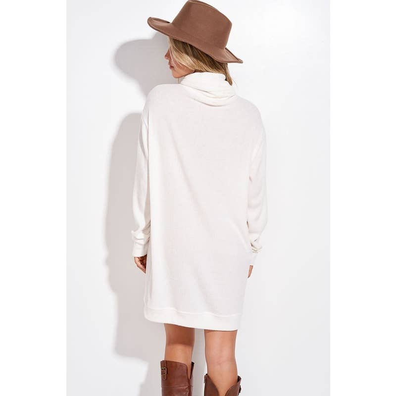 Phil Love - Wholesale Dress - Women's - Heart print rib knit Turtle neck tunic dress4