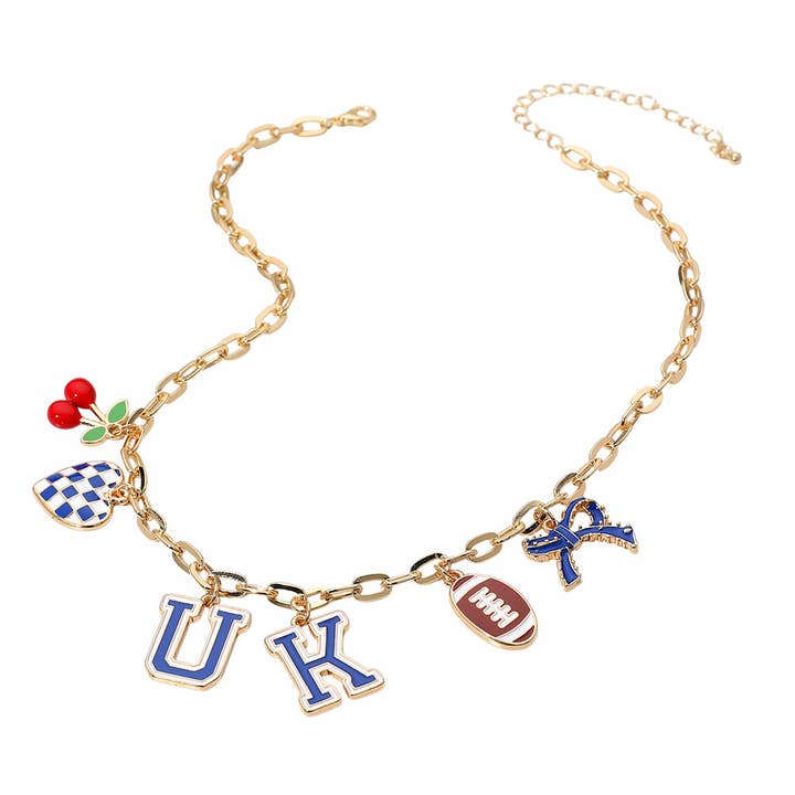 Sensibling Corp. - Wholesale Pendant/charm necklace - Football Theme Bow Cherry Heart Charm Station Necklace13