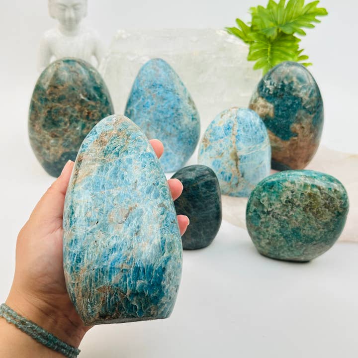 Blue Apatite Crystal Polished Cut Base for wholesale by Rock Paradise