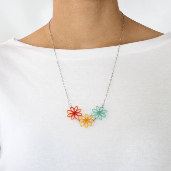 Flowers Tagua Necklace Handmade Fairtrade Lightweight for wholesale by Muichic Natural Jewelry