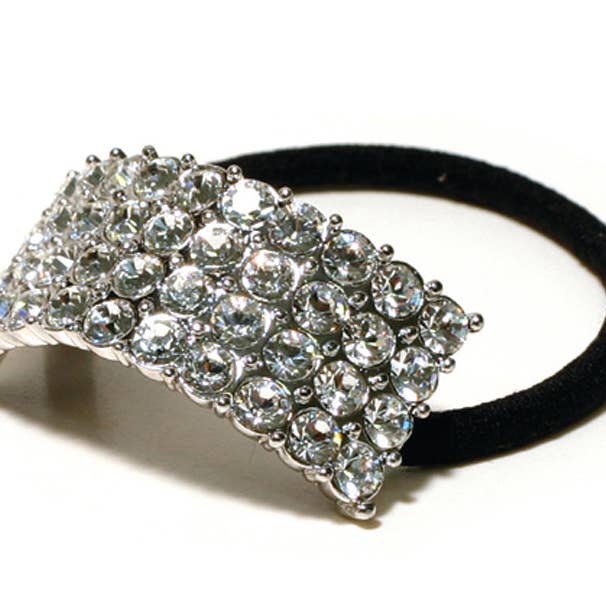 FH2 - Wholesale Hair Tie - AZ0013 Crystal 4 Row Ponytail Holder