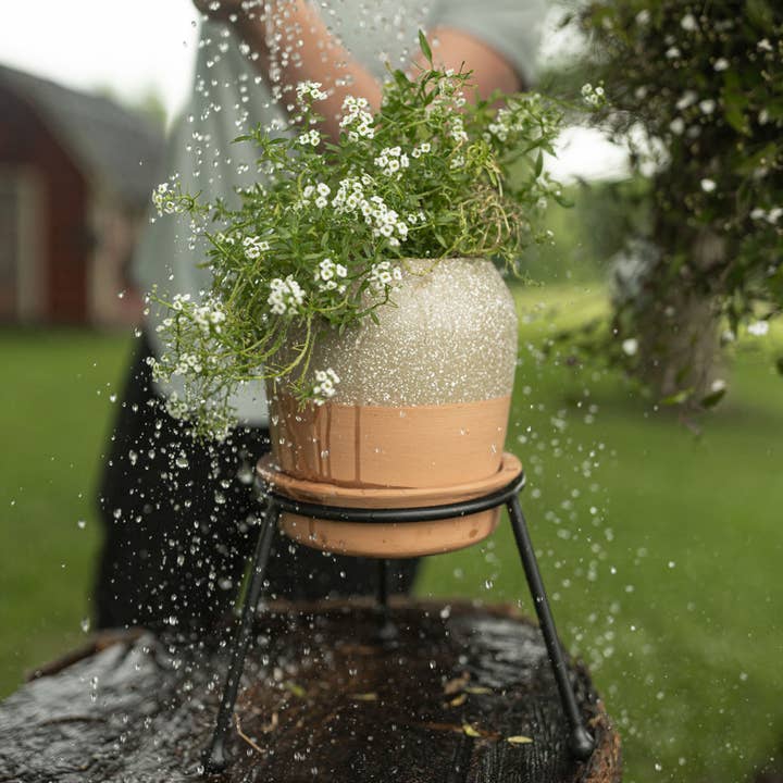 Foreside Home & Garden - Wholesale Plant Pot - Bryce Terracotta Planter Saucer Stand Set 3 Tan Splatter