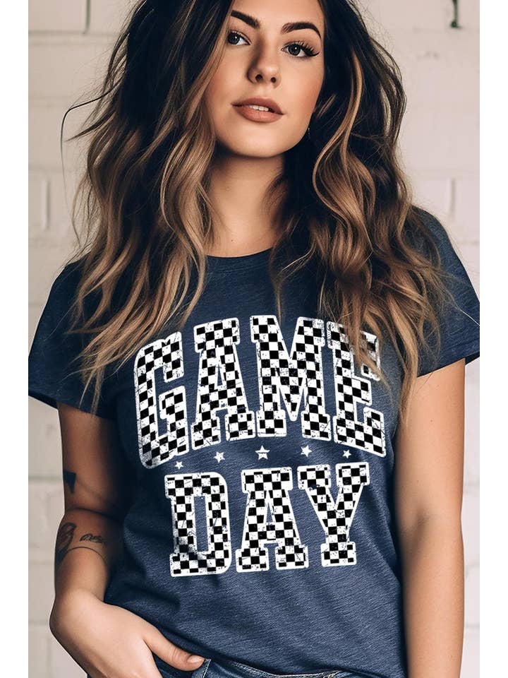 Pink Irene Wholesale - Wholesale T-Shirt (Graphic) - Women's - Checkered Game Day Graphic Tee7