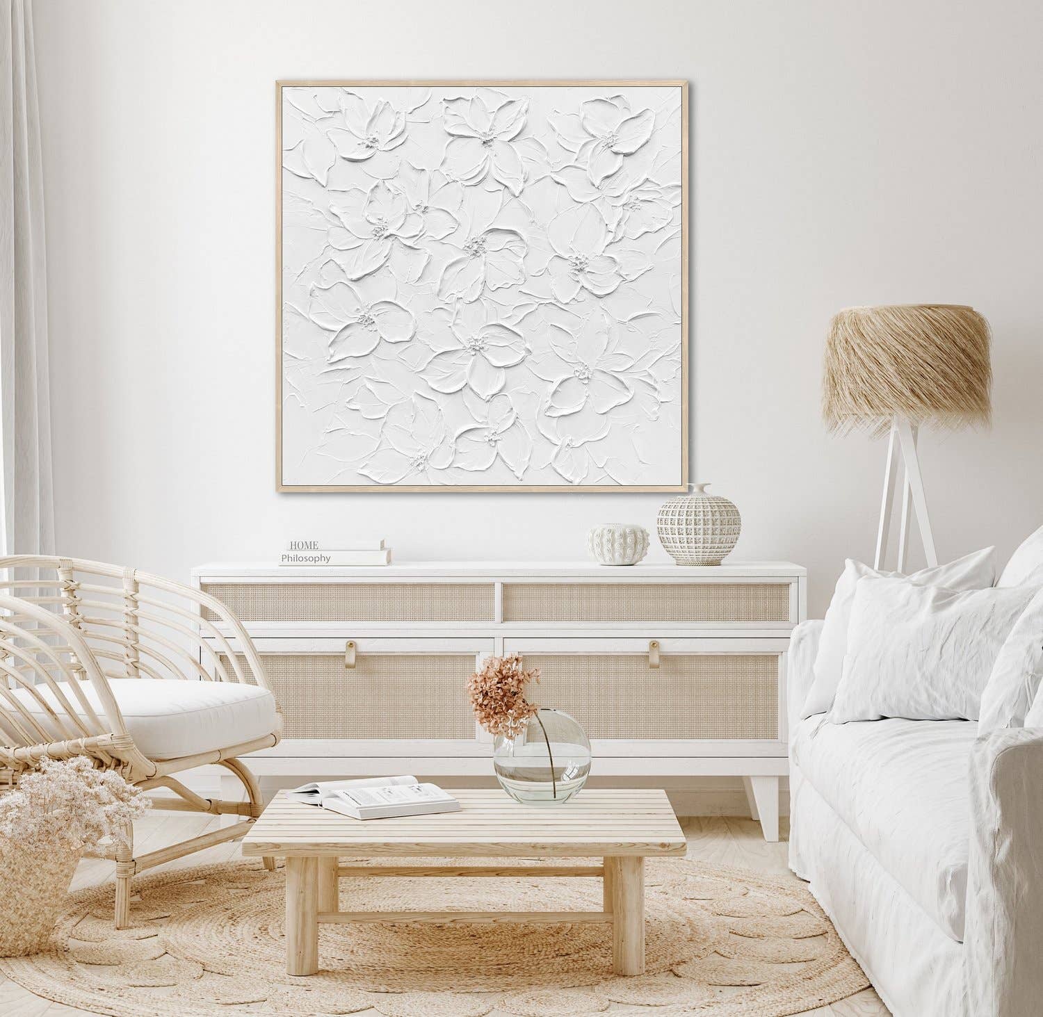 White Embossed Elegance Canvas Wall Art for wholesale on Faire1