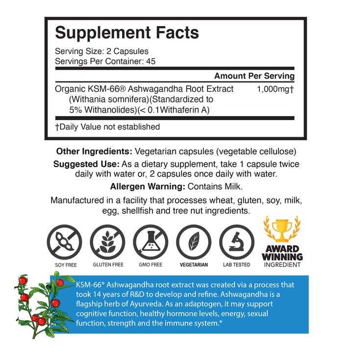 Brain Forza® - Wholesale Oral Supplement/Vitamin - KSM-66 Organic Ashwagandha Root Extract