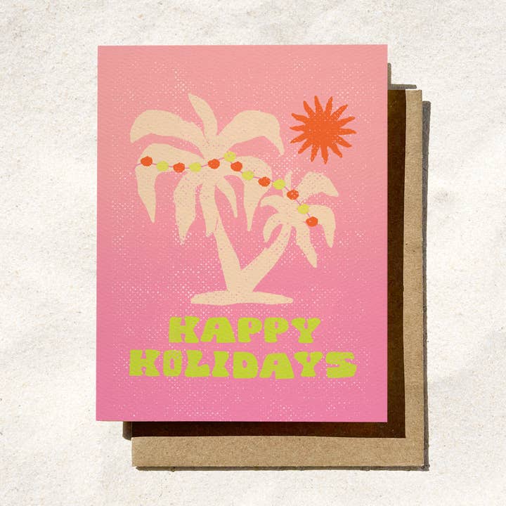 Tropical Holiday Card | California Christmas Card | Happy Holidays Palm for wholesale by Daydream Prints
