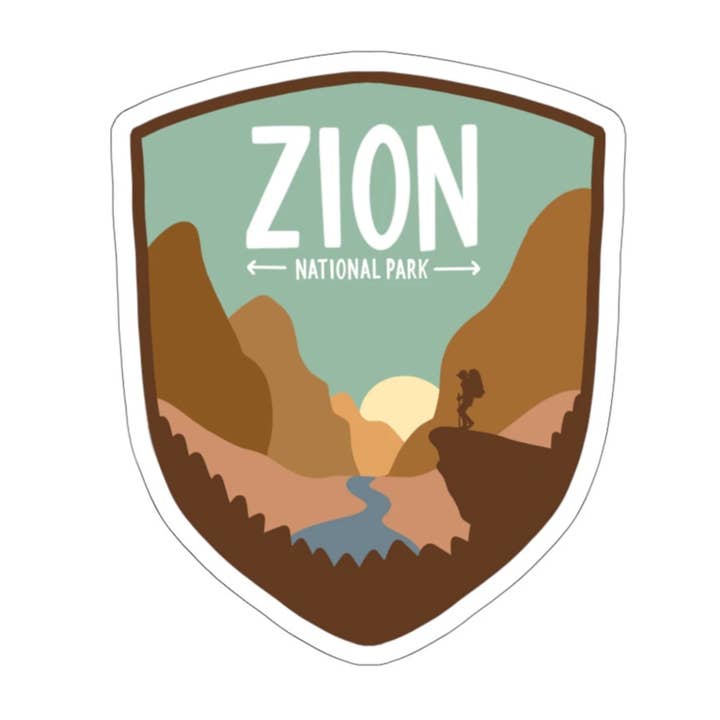 Zion National Park Weatherproof Sticker for wholesale by Colleen Goldhorn Creative Co