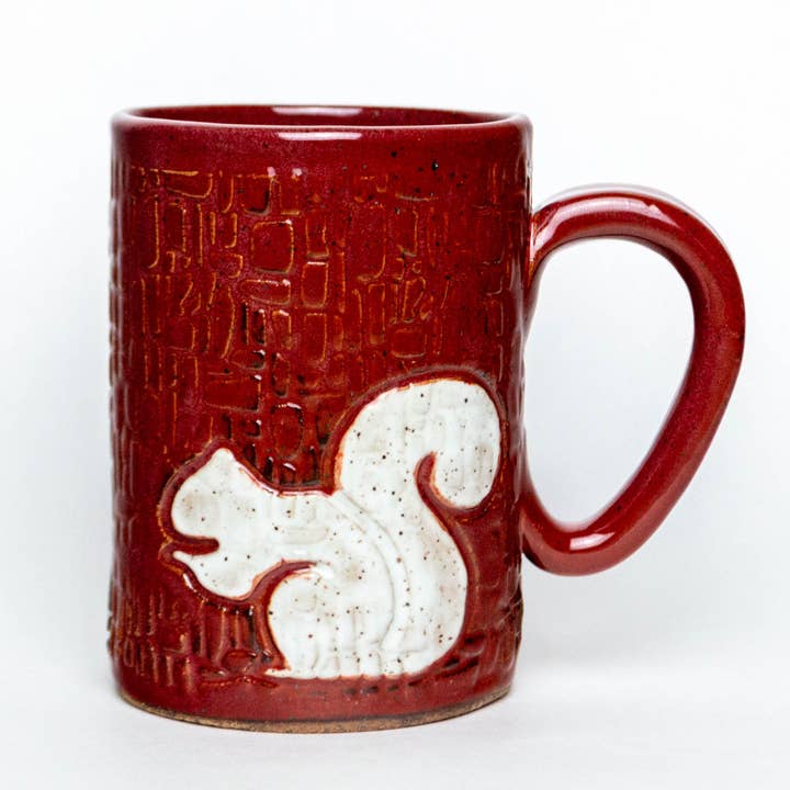 White Squirrel Handmade Stoneware Cinnamon Red 14oz Mug for wholesale by White Squirrel Clayworks