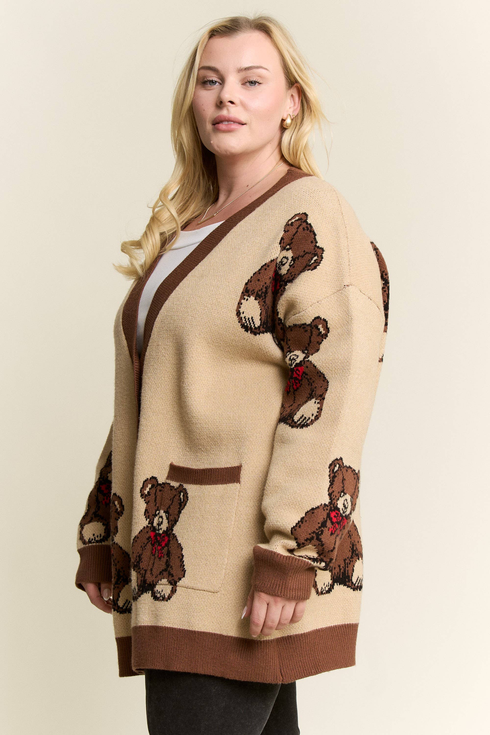 JADE BY JANE PLUS - Wholesale Cardigan - Women's - Beary Adorable Cardigan (Plus size)2