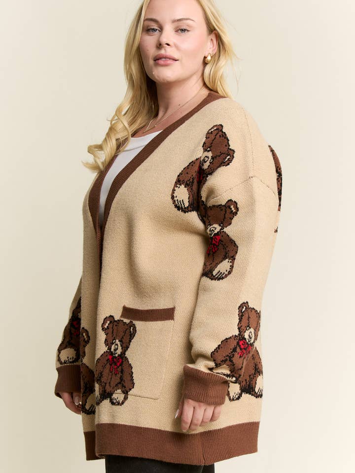 JADE BY JANE PLUS - Wholesale Cardigan - Women's - Beary Adorable Cardigan (Plus size)2