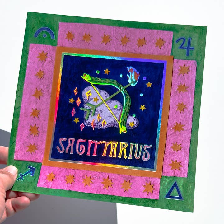 Zodiac Foil Print- Sagittarius for wholesale by Guided Hand Studio