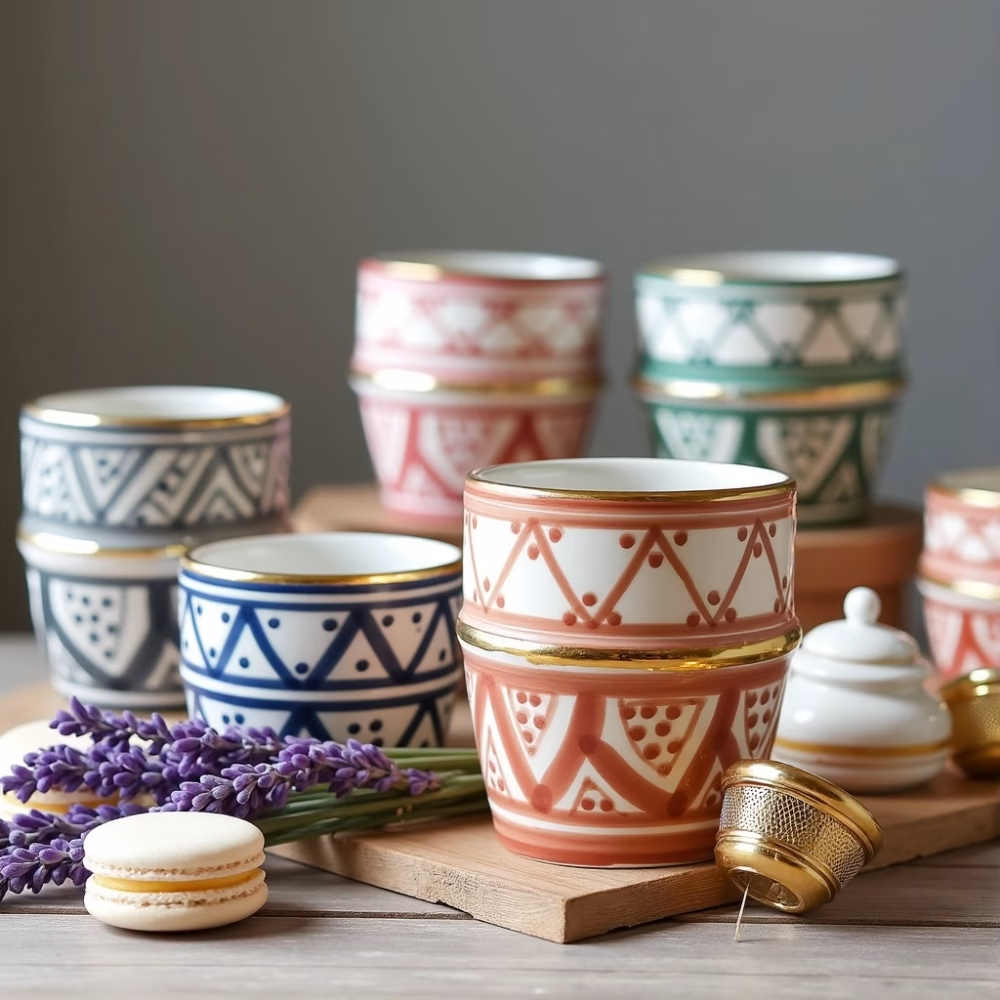 High crafty - Vente Tasse à café/thé - Tasses en céramique marocaine faites à la main avec ornements en or pur24