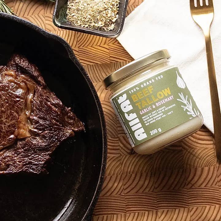 ALLFAT - Wholesale Cooking Oil - 100% Grass Fed & Finished Beef Tallow Infused in Garlic & Rosemary (From Muscle Fat)1