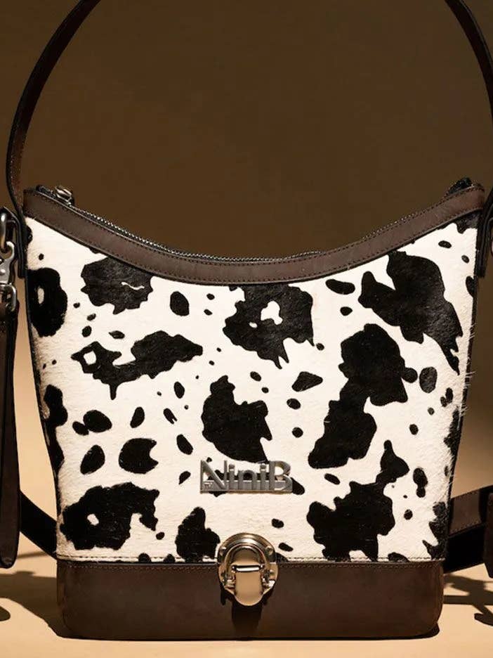 NiniB Premium Custom Cow Print Leather Handbag for wholesale by NiniB