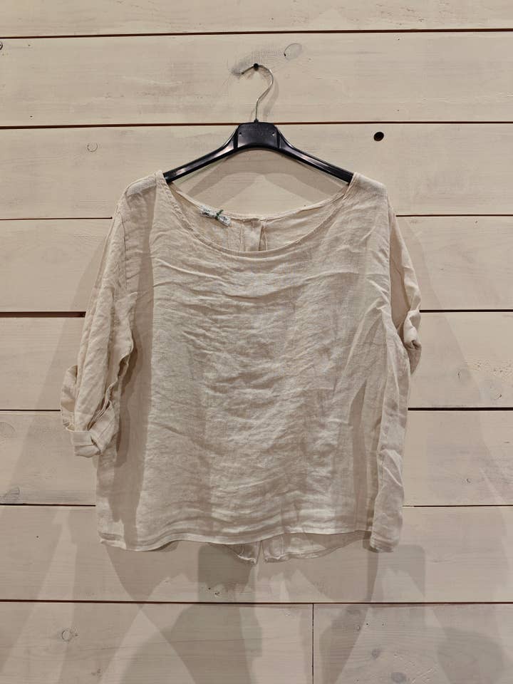 Linos y Textiles - Wholesale Blouse - Women's - REF 59076 BASIC LINEN SHORT BLOUSE 100%7