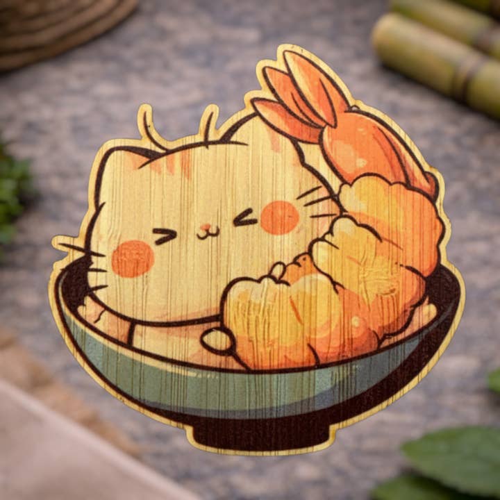Ramen Cat Tempura for wholesale by Bamboo Wood Stickers